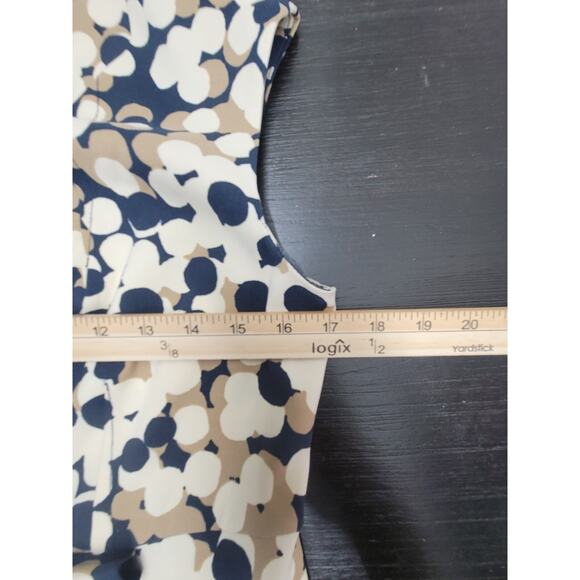 Womens Emma & Michele Dress Size 6 Blue and Tan Dotted Cap Sleeve Pencil - Picture 12 of 15